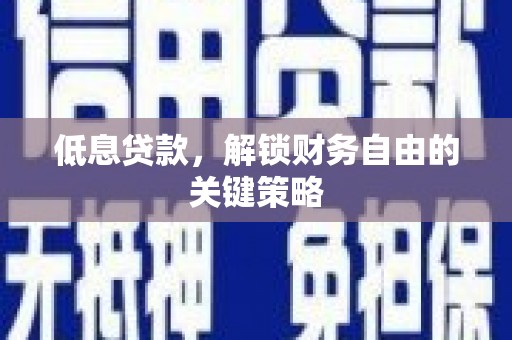 芦洲低息贷款，解锁财务自由的关键策略