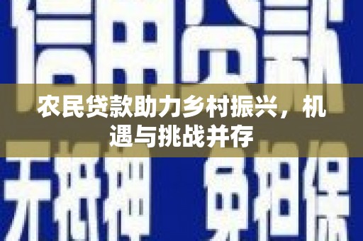 崖州农民贷款助力乡村振兴，机遇与挑战并存