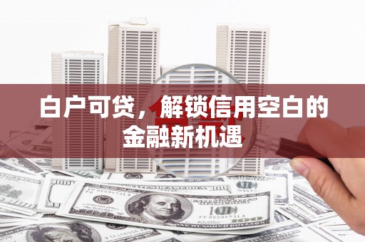 西和白户可贷，解锁信用空白的金融新机遇